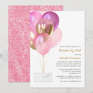 Invitation Ballons rose et or Baby ou Fête des mariées par co
