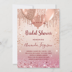 Invitation Ballons rose gold rose pour Baby Shower