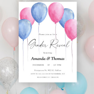 Invitation Ballons roses ou bleus Révélation du sexe