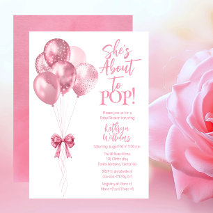 Invitation Ballons roses qu'elle est sur le point de faire to