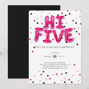 Invitation Ballons roses Salut Cinq 5e anniversaire