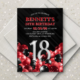 Invitation Ballons Rouge 18e anniversaire