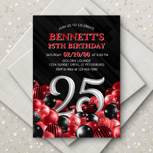 Invitation Ballons Rouge 25e anniversaire