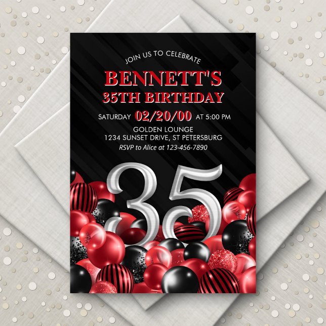 Invitation Ballons Rouge 35e anniversaire (Créateur téléchargé)