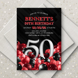 Invitation Ballons Rouge 50e anniversaire