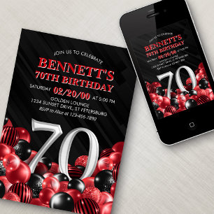 Invitation Ballons Rouge 70e anniversaire