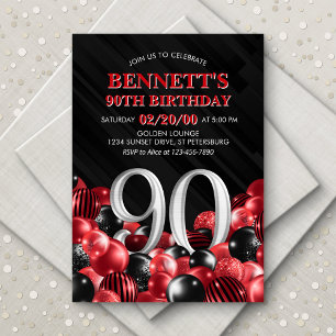 Invitation Ballons Rouge 90e anniversaire