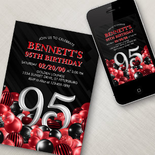 Invitation Ballons Rouge 95e anniversaire