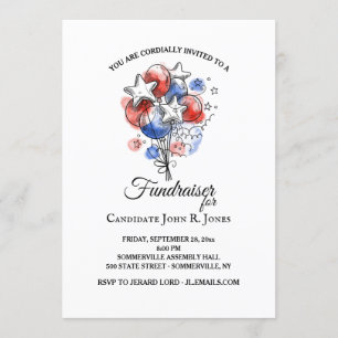 Invitation Ballons rouges blancs et bleus