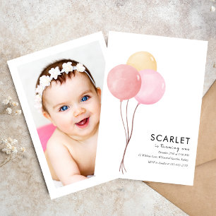 Invitation Ballons tropicaux simple premier anniversaire