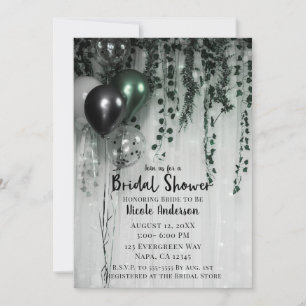 Invitation Ballons Verts Noirs Lierre de la Jungle Baby Showe