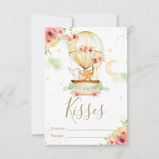 Invitation Balloon à air chaud Animaux Devinez combien de car (Devant)