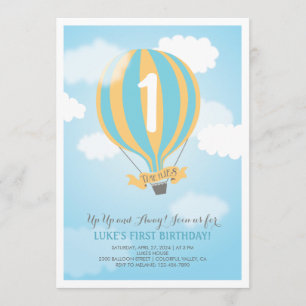 Invitation Balloon à air chaud Anniversaire Baby Boy Invitati