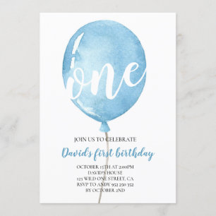 Invitation Balloon Baby Boy 1er anniversaire