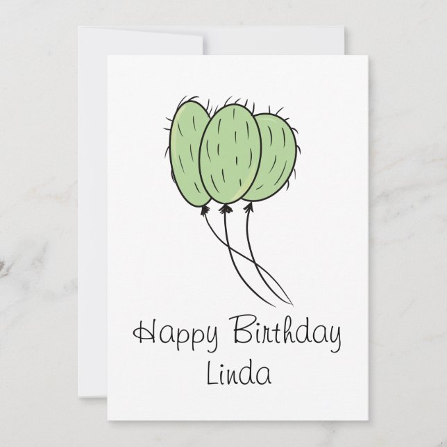 Invitation Balloon Cactus Plante Anniversaire (Devant)