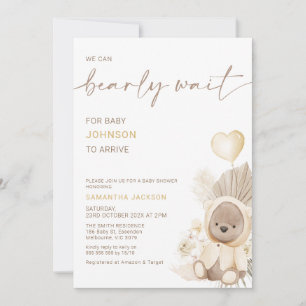 Invitation Balloon Coeur Beige Baby shower d'attente précoce