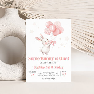 Invitation Balloon de lapin fête d'anniversaire