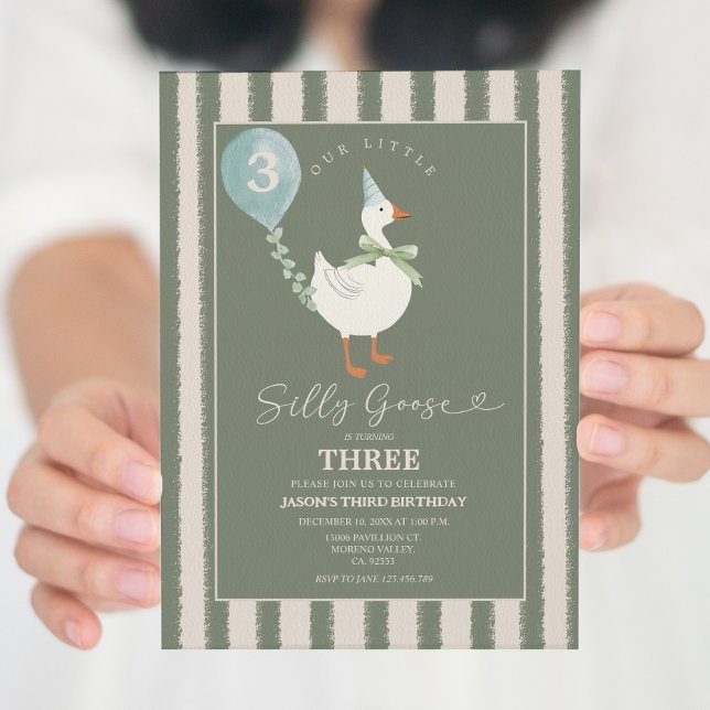 Invitation Balloon d'oie verte petit soyeux garçon 3e anniver (Créateur téléchargé)