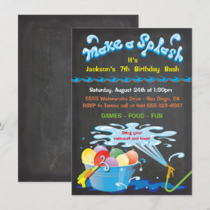 Invitation Balloon en tableau de bord d'eau Anniversaire Invi