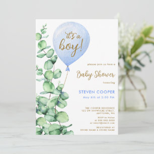 Invitation Balloon Eucalyptus moderne C'est un Baby shower ga
