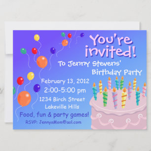Invitation Balloon Feston Pink Frosting Anniversaire Gâteau