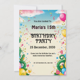 Invitation Balloon floral Personnalisé Anniversaire