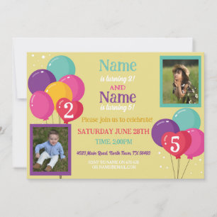 Invitation Balloon Photo Anniversaire Fête Confetti Garçon Fi