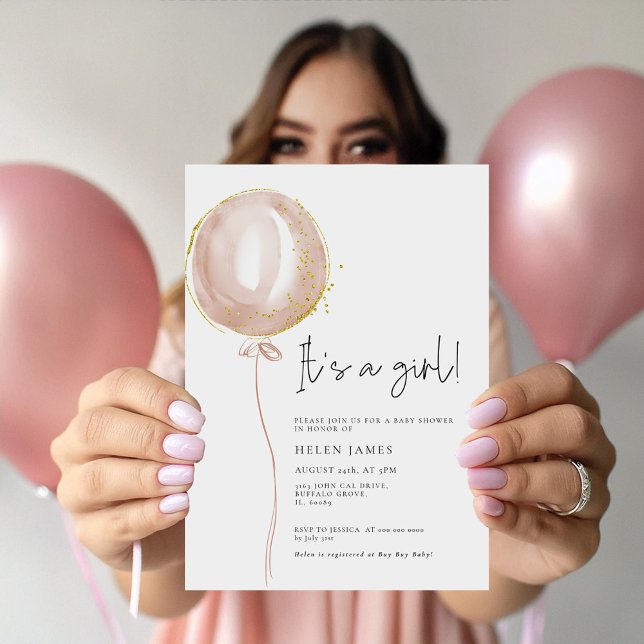 Invitation Balloon rose c'est un Baby shower fille (Créateur téléchargé)