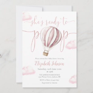 Invitation Balloon rose Pop Fille tout en un Baby shower