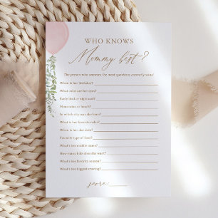 Invitation Balloon Rose Qui Connaît Maman Meilleur Baby showe