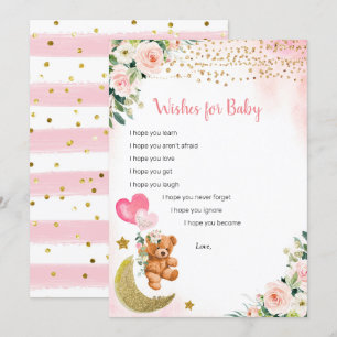 Invitation Balloon rose Teddy Bear Wives for Baby Game Card