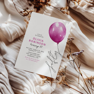 Invitation Balloon rose tendance 50e anniversaire