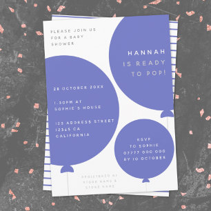 Invitation Balloon Scandi   Baby shower bleu minimaliste