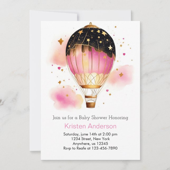 Invitation Balloon Whimsical Boho Bliss Baby shower fille (Devant)