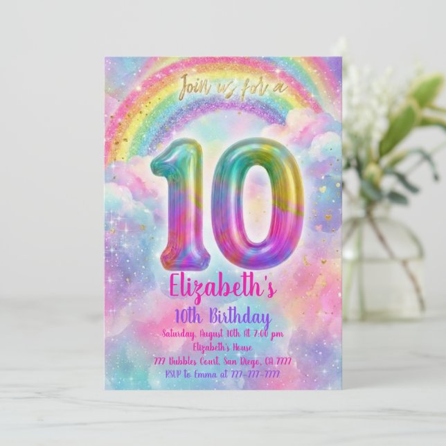 Invitation Balloons Anniversaire 10ème Anniversaire  (Debout devant)