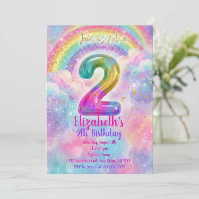 Invitation Balloons Anniversaire 2ème Anniversaire  (Debout devant)