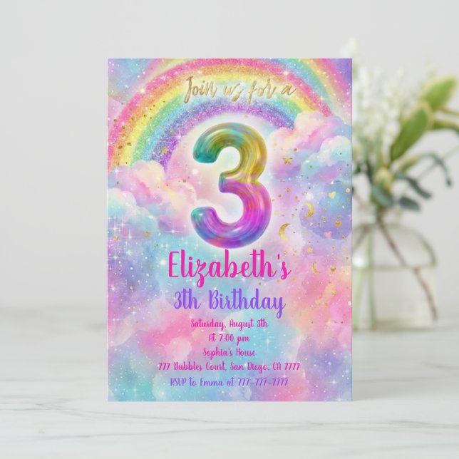 Invitation Balloons Anniversaire 3ème Anniversaire  (Debout devant)