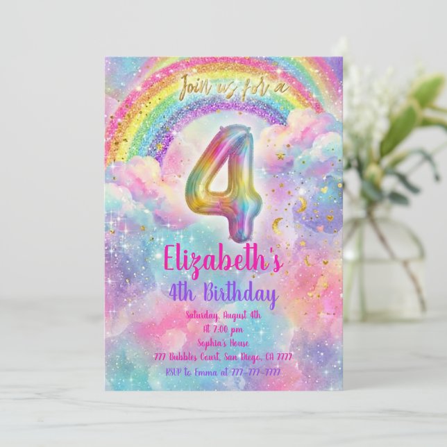 Invitation Balloons Anniversaire 4ème Anniversaire  (Debout devant)