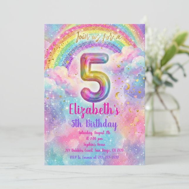 Invitation Balloons Anniversaire 5ème Anniversaire  (Debout devant)