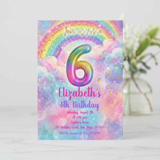 Invitation Balloons Anniversaire 6ème Anniversaire  (Debout devant)