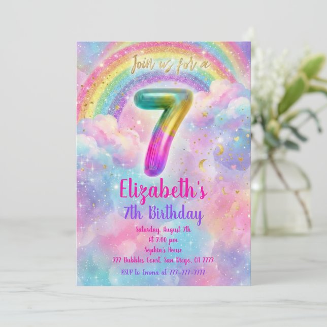 Invitation Balloons Anniversaire 7e Anniversaire  (Debout devant)