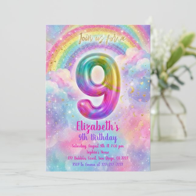 Invitation Balloons Anniversaire 9e Anniversaire  (Debout devant)
