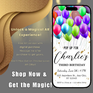Invitation Balloons Anniversaire avec réalité augmentée AR 