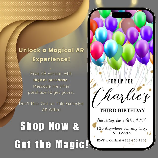 Invitation Balloons Anniversaire avec réalité augmentée AR  (Créateur téléchargé)