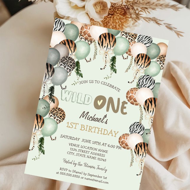 Invitation Balloons avec Impression d'Animaux à l'Aquarelle É (Créateur téléchargé)