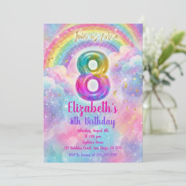 Invitation Balloons Birthday 8th Birthday  (Debout devant)