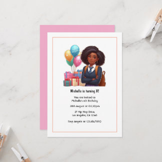 Invitation Balloons & Cadeaux Fille moderne Anniversaire