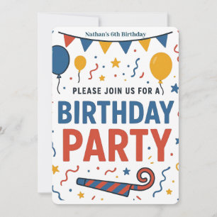 Invitation Balloons Colorés et Anniversaire Enfants avec Conf