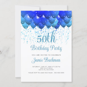 Invitation Balloons Confetti 50e anniversaire