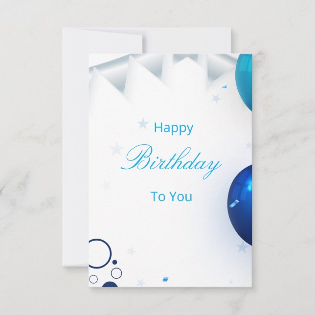 Invitation Balloons Confettis Bleus et Dorés pour Anniversair (Devant)